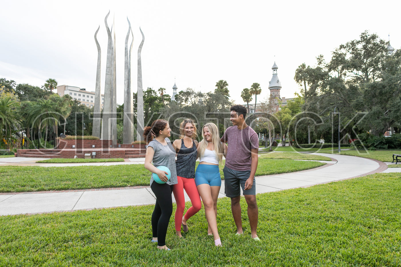 Group of friends enjoying a sunny day at a Tampa park