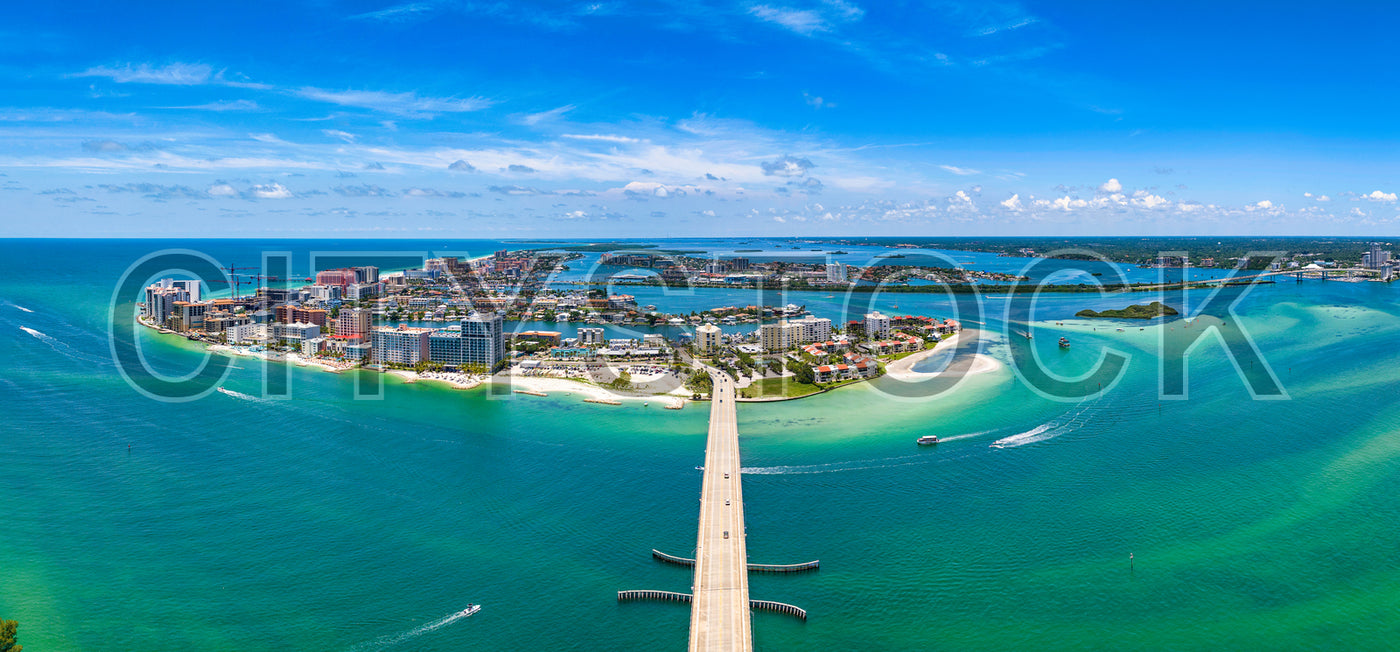 Aerial view of Clearwater, Florida showcasing beaches and city