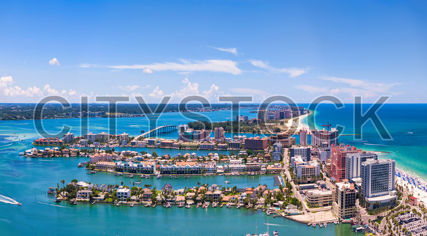 Aerial view of Clearwater, Florida showcasing beaches and cityscape