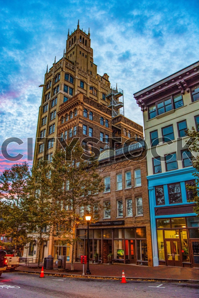 Historic Jackson Building in Downtown Asheville at Twilight