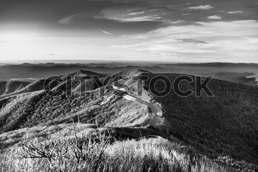 Blue Ridge Parkway winding through mountainous Asheville