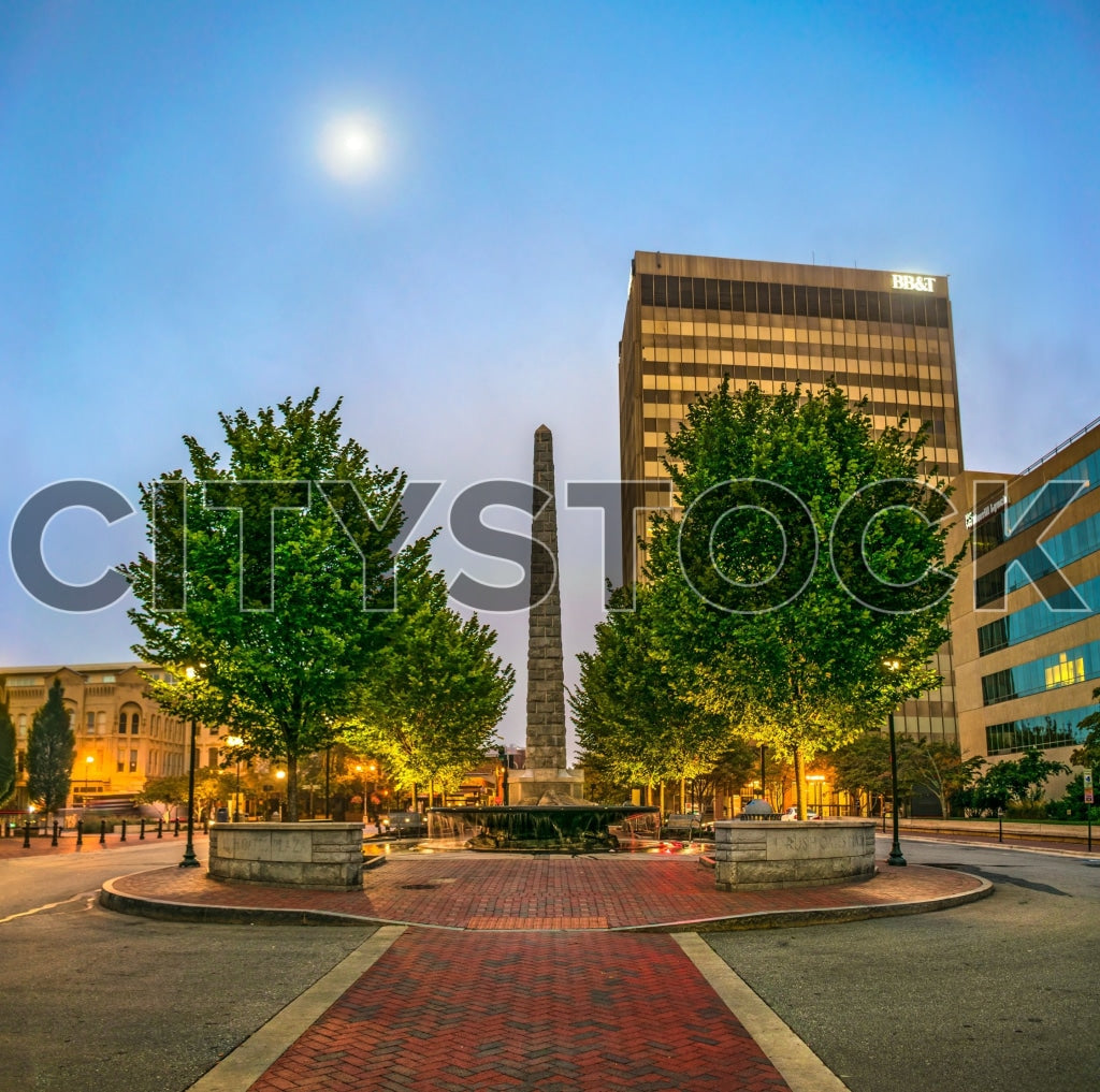 Twilight view of BB&T Building at Pack Square, Asheville