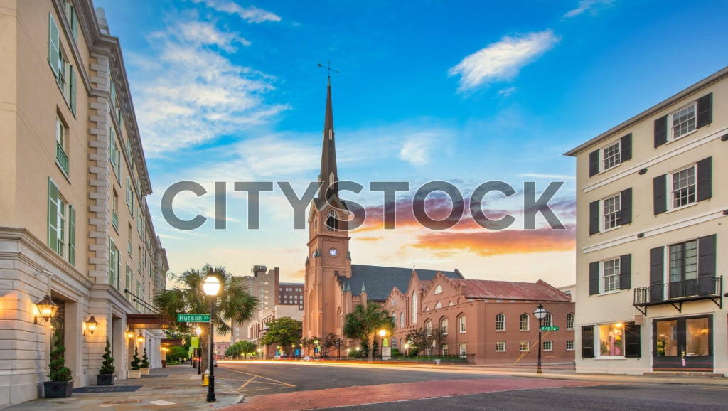 Early morning view of Charleston featuring St. Matthew's Lutheran Church