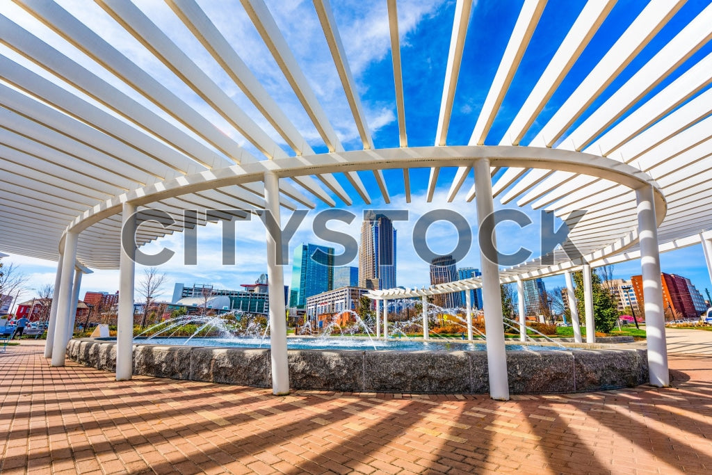 Romare Bearden Park and Charlotte skyline in North Carolina