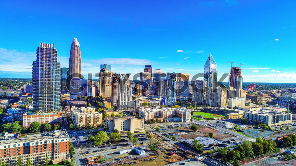 Aerial View of Charlotte NC with Bank of America Corporate Center
