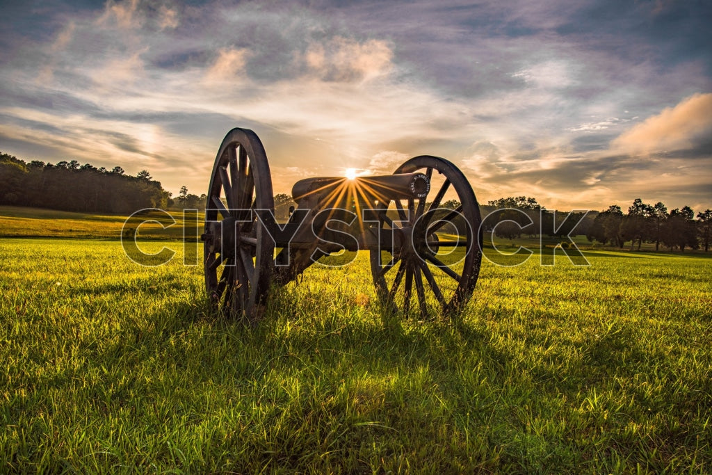 Historic cannon at sunset in Chattanooga, Tennessee