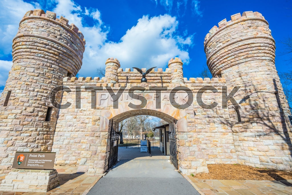 Historic Point Park stone entrance gate in Chattanooga, TN