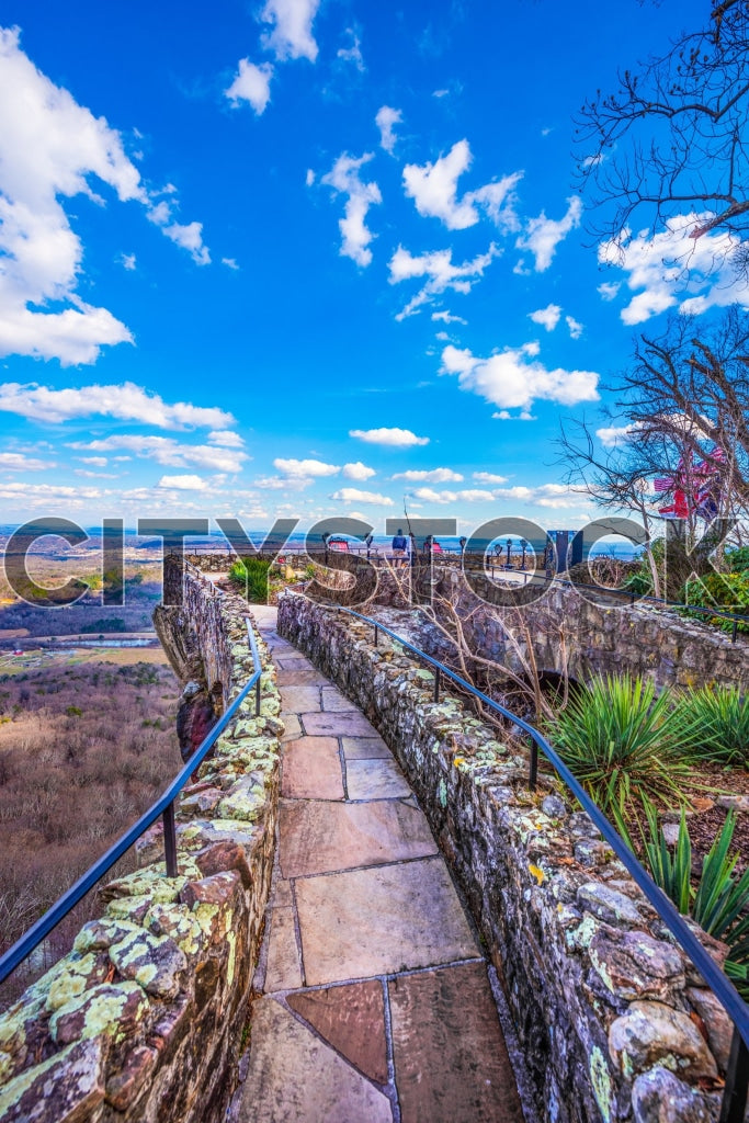 Sunny pathway overlooking cityscape of Chattanooga, Tennessee