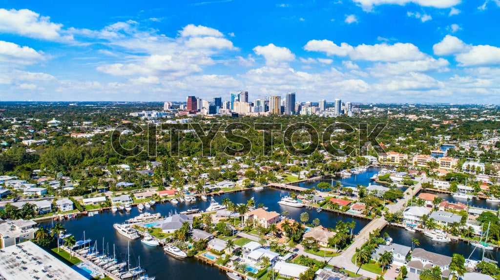 Aerial view of Fort Lauderdale showing waterfront and city skyline