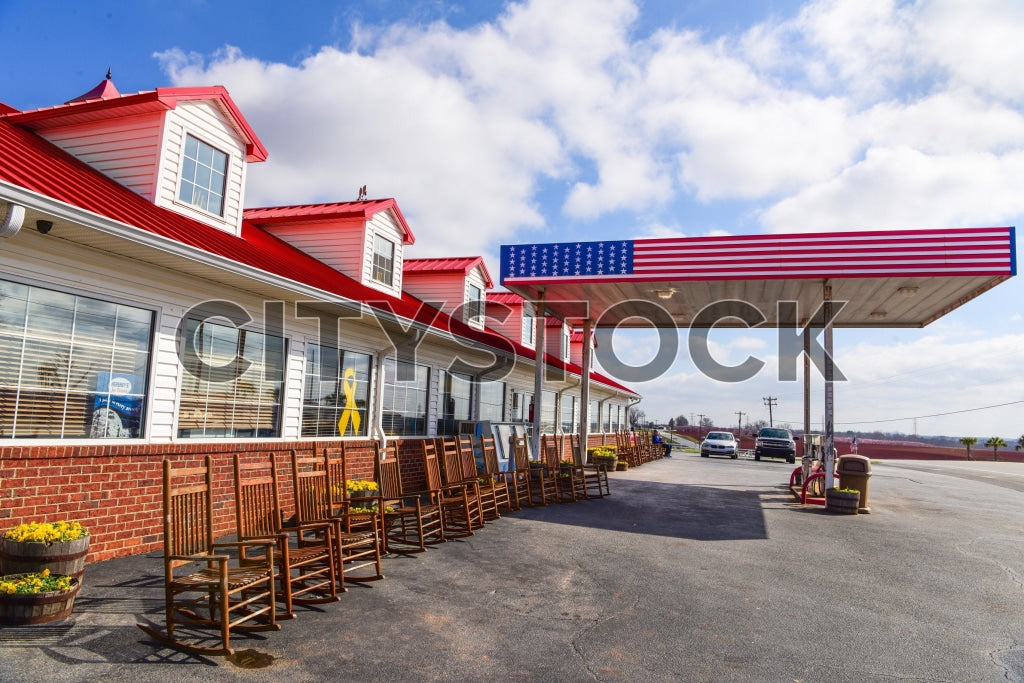 Patriotic American diner with flag in Gaffney, SC
