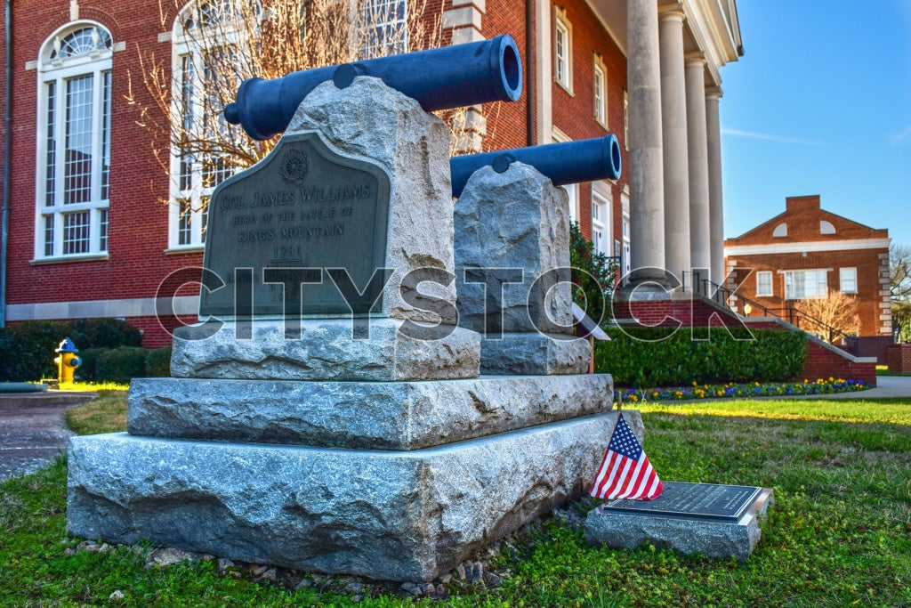 Historic Col. James Williams Monument in Gaffney under blue sky