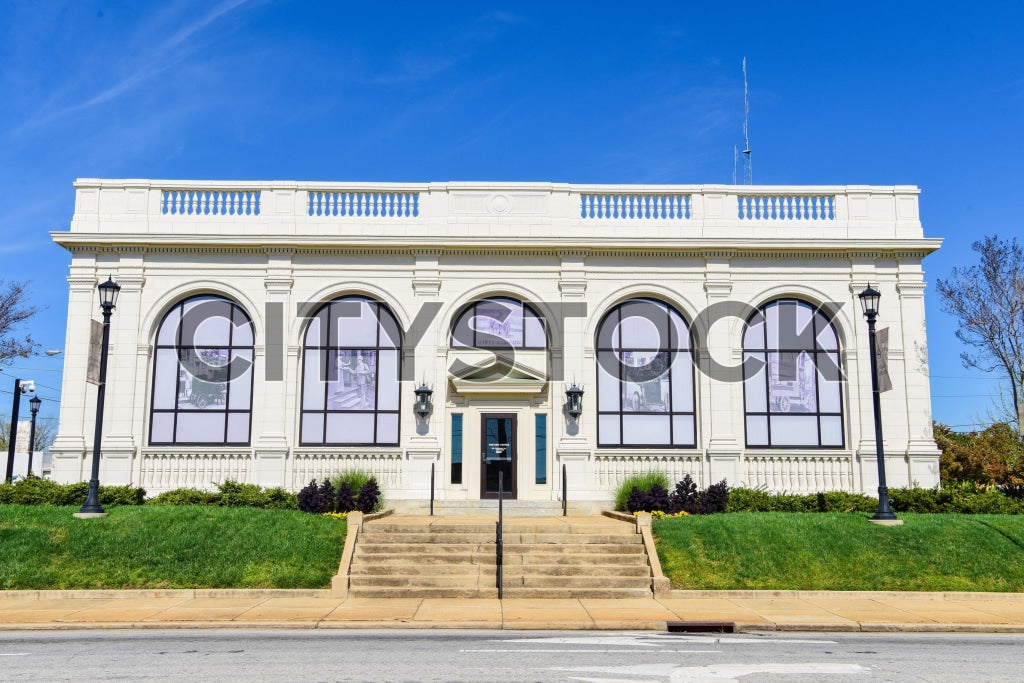 Historical white building under clear blue sky in Gaffney, SC