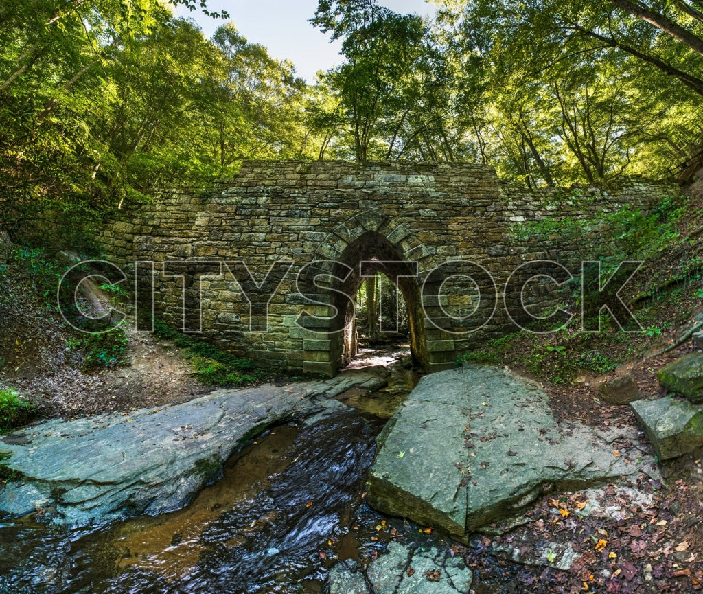 Historic Stone Arch Bridge in Greenville Forest, South Carolina