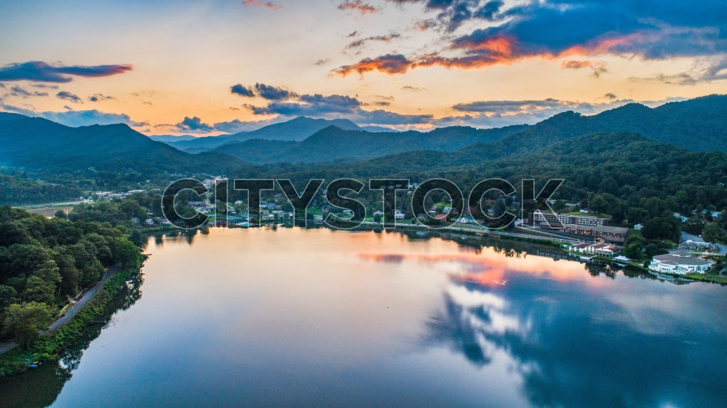 Breathtaking sunrise over Lake Junaluska, Waynesville, North Carolina