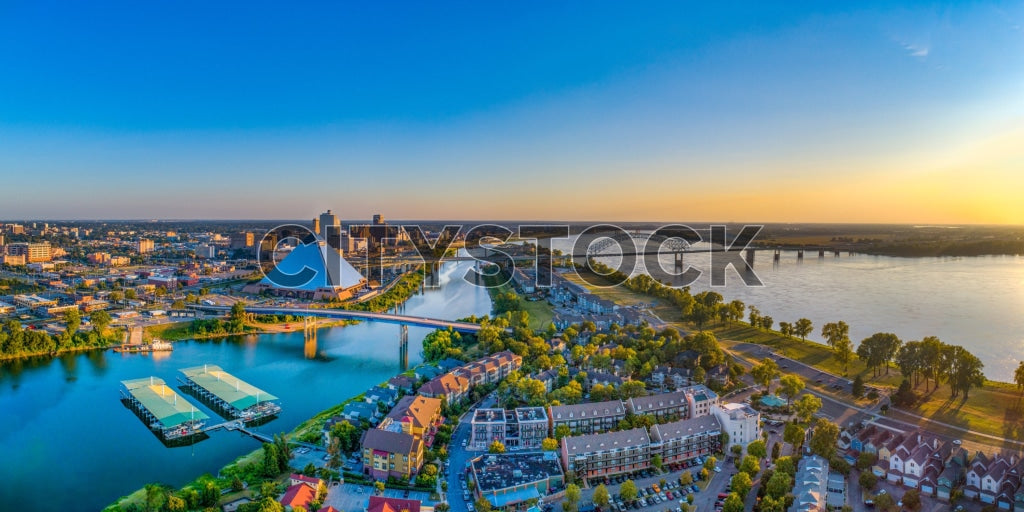 Aerial View of Memphis, Tennessee at Sunrise