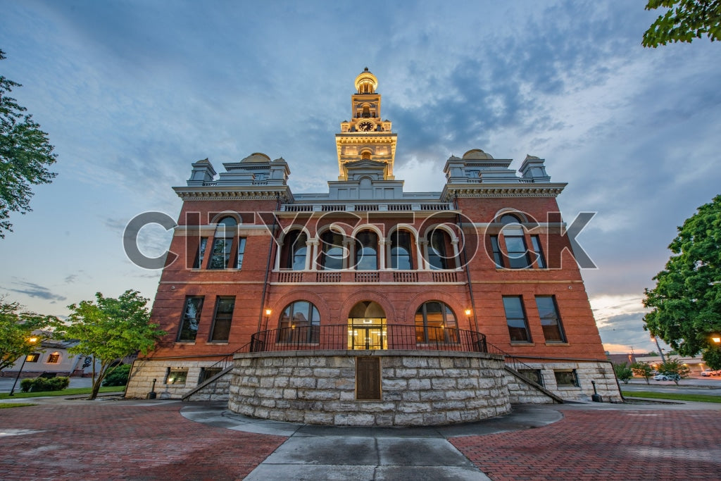 Sunrise illuminating Historic Courthouse in Sevierville, TN