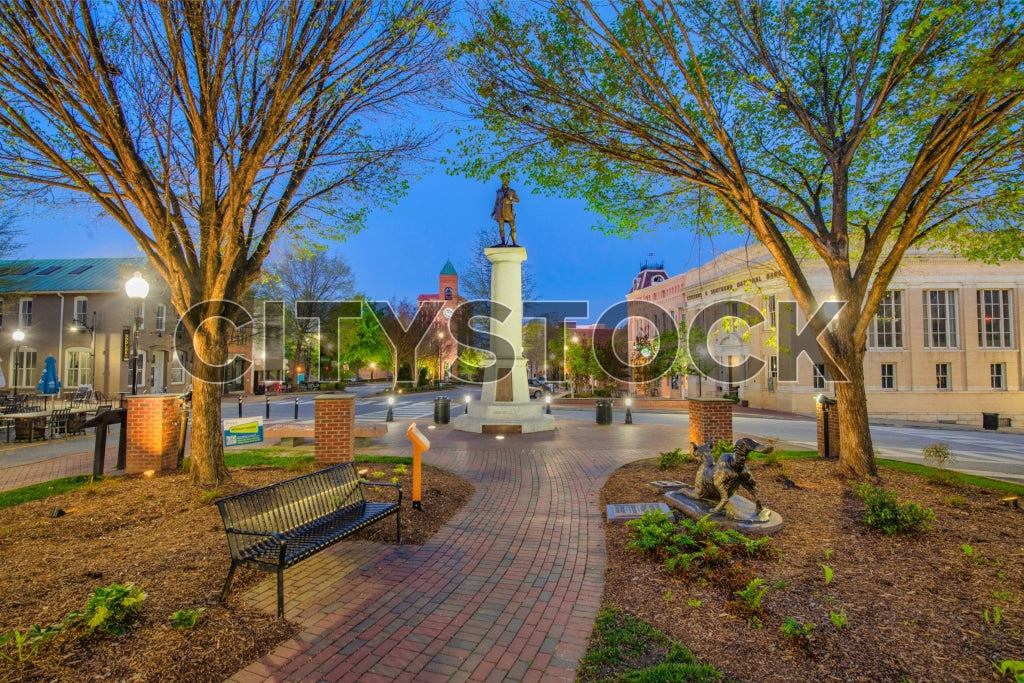 Twilight view of Spartanburg, SC showcasing vibrant skies and urban beauty